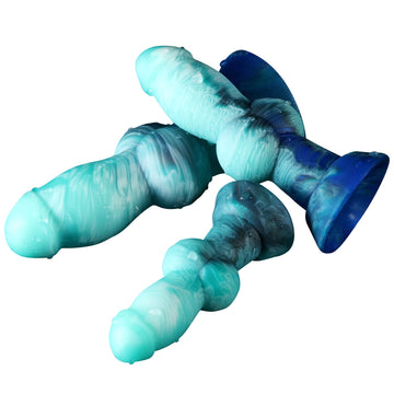 Dog Dildo Anal Verde Silicona con Nudo 15,2 cm