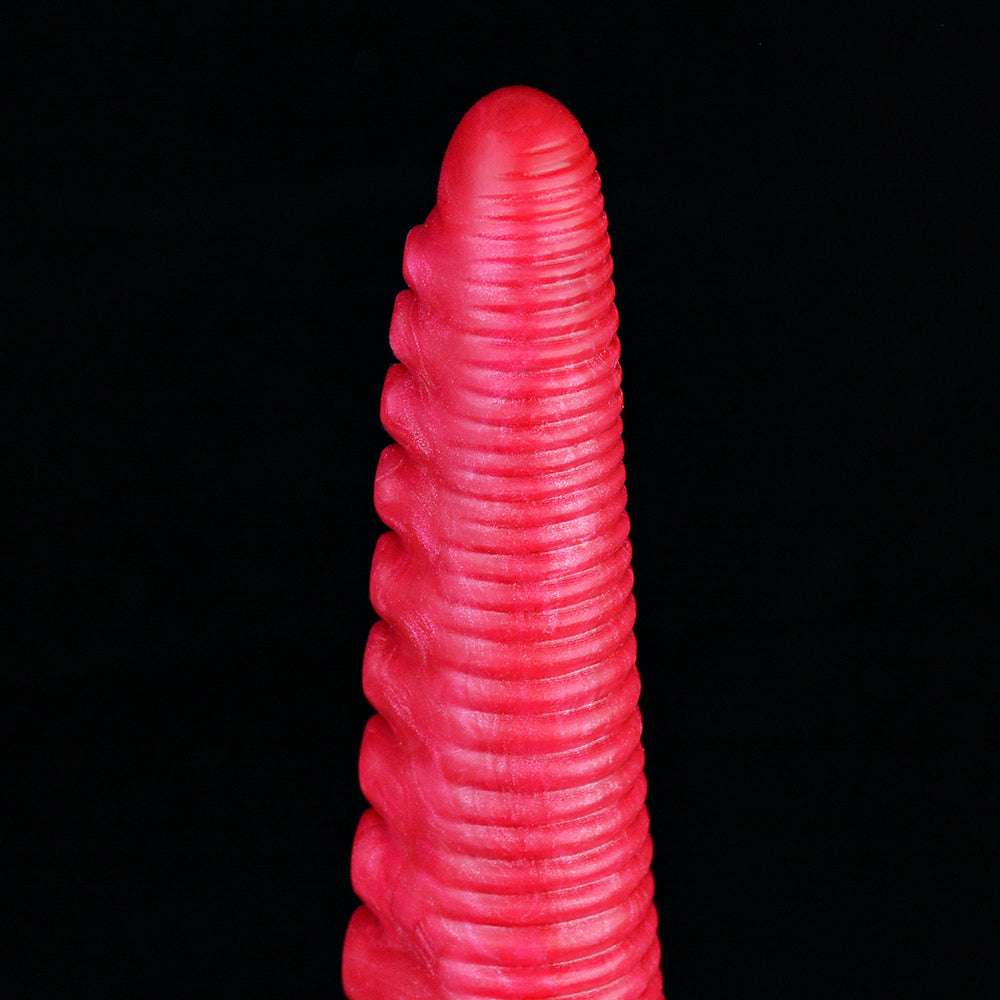 Dildo Tentaculo Rojo Extra Largo con Estrías de 43,2 cm