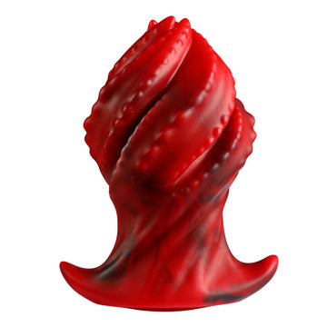 Plug Anal Gigante Rojo de Silicona Texturizado