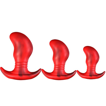 Plug Anal Grande Curvado de Silicona Rojo