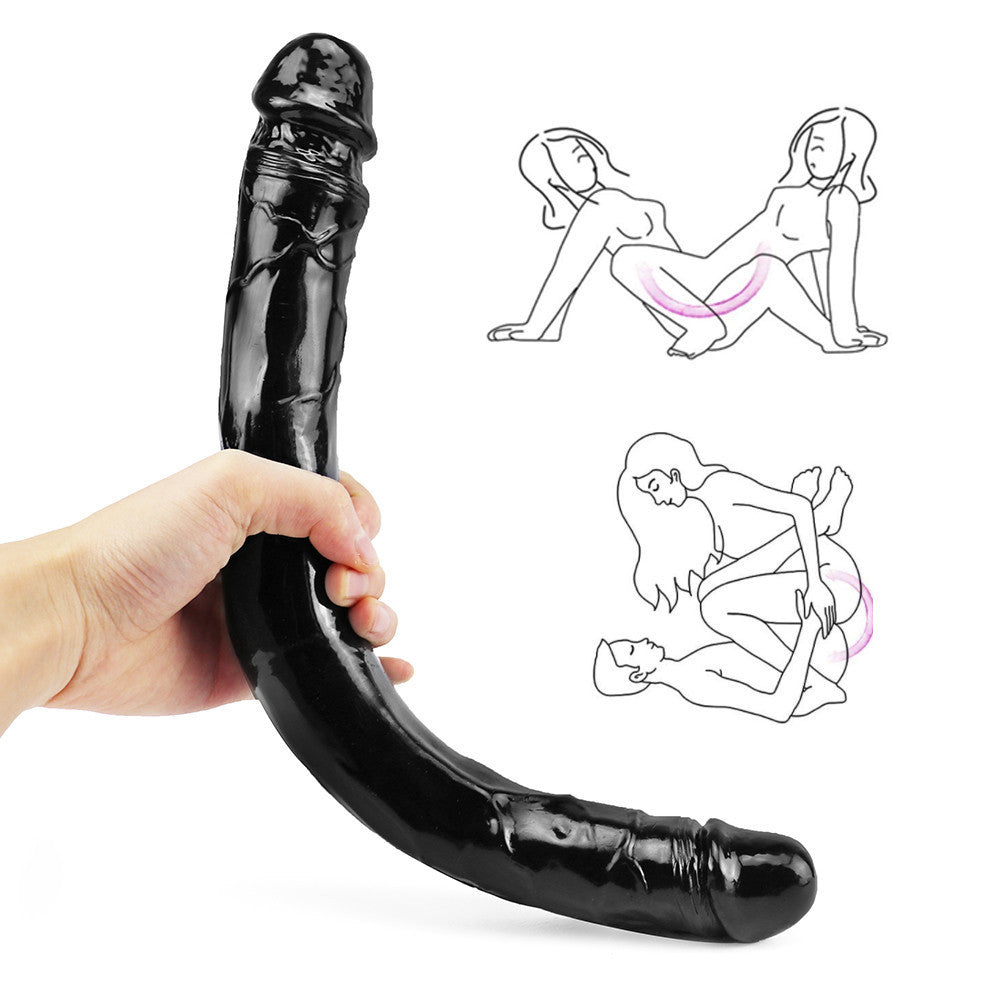 Consolador Doble Negro para Lesbianas 38,1 cm