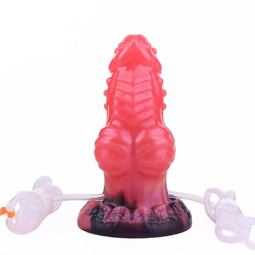 Dildo Eyaculador Inflable Rojo con Nudo 14,5 cm