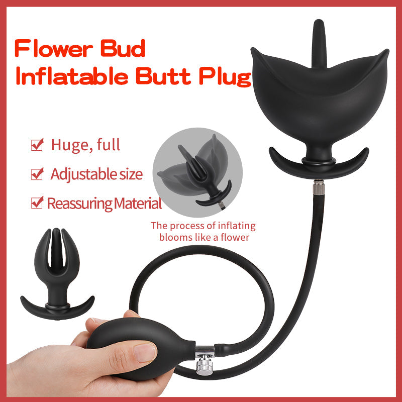 Plug Anal Inflatable Pequeño Negro de Silicona