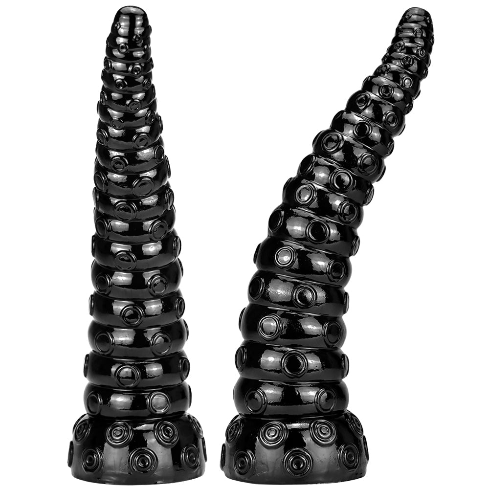 Dildo Tentaculo Negro Fantasy Largo con Textura de 38,1 cm
