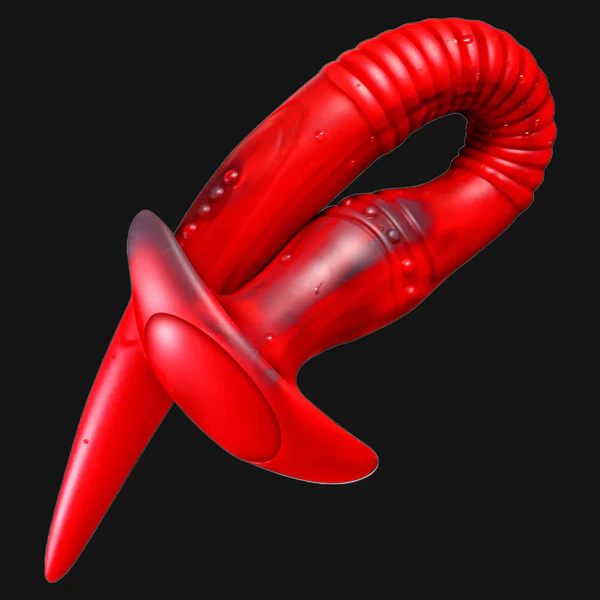 Plug Anal Tentáculo Rojo Largo con Estrías