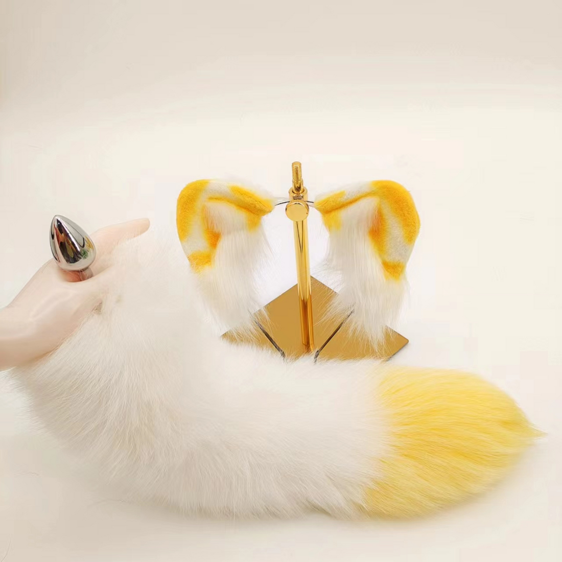 Kit Anal Plug Fox Tail Rosa Metal