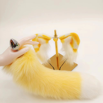 Kit Anal Plug Fox Tail Rosa Metal