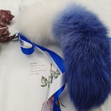 Fox Tail Butt Plug Azul de Metal 38,1 cm