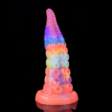 Dildo de Tentáculo de Pulpo Arcoíris Fosforescente