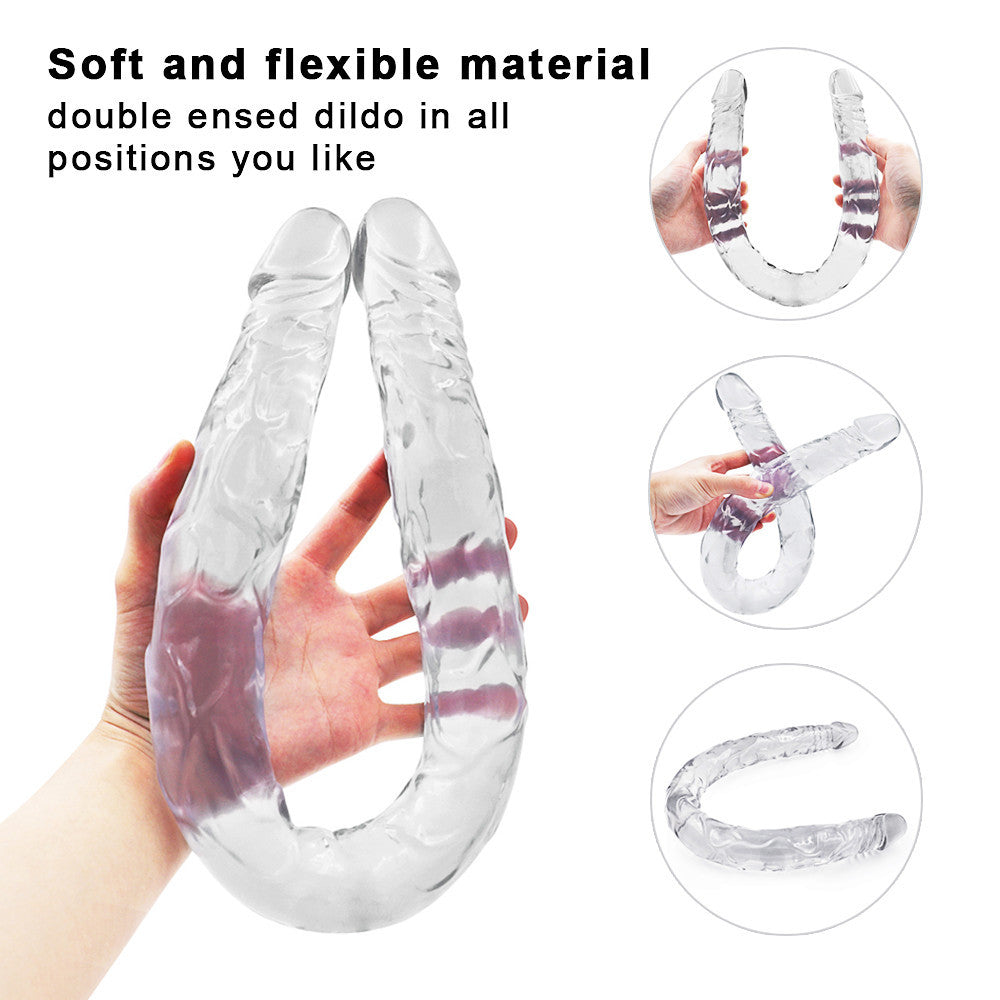 Lesbian Dildo Doble Transparente de 53,3 cm