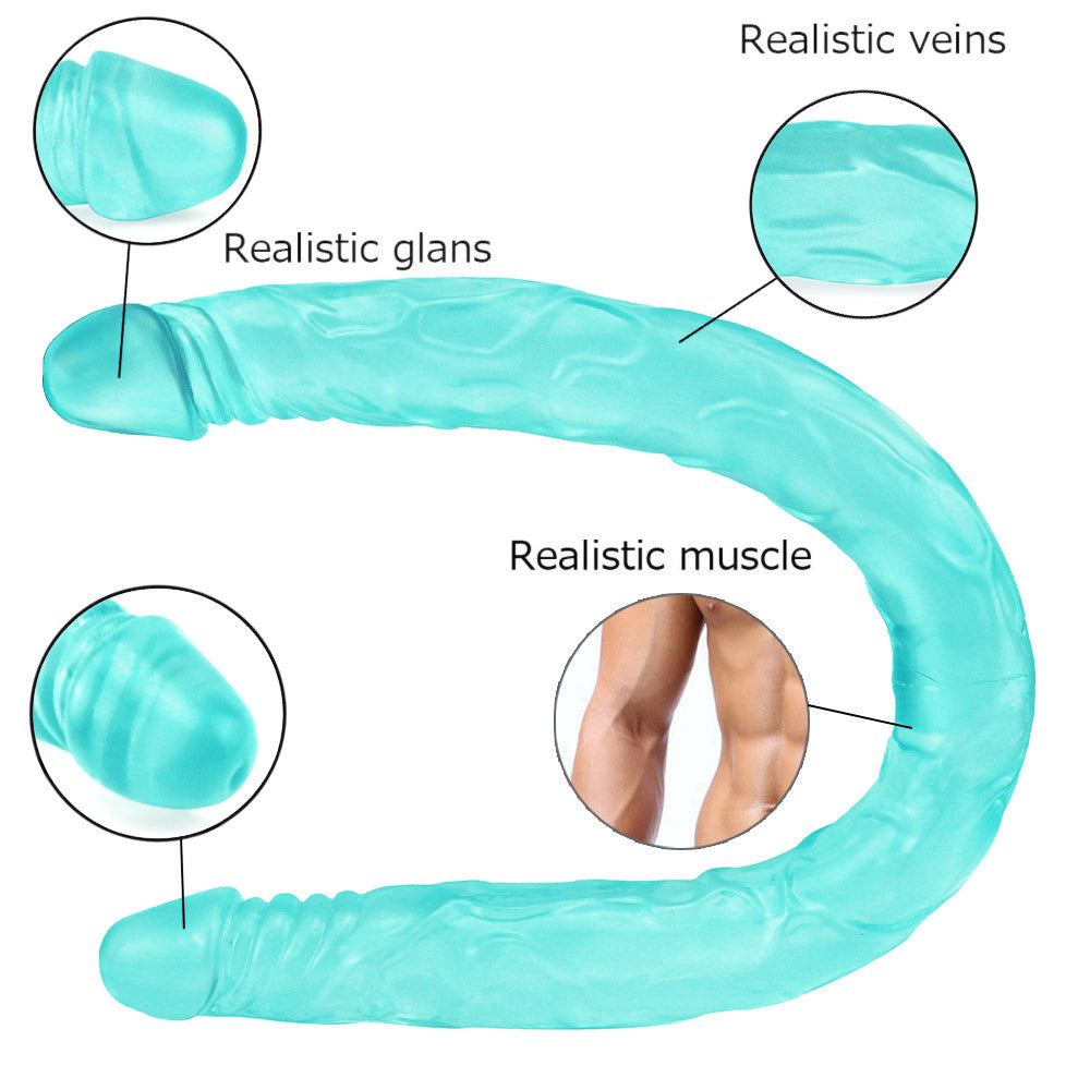 Dildo Doble de Gelatina Verde 55,9 cm