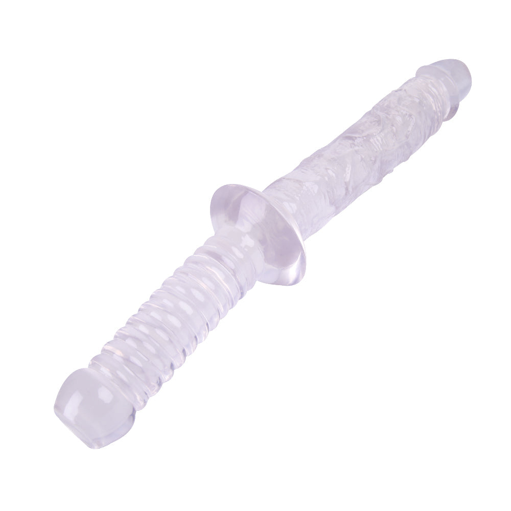 Dildo Doble Transparente Texturizado de 30,5 cm