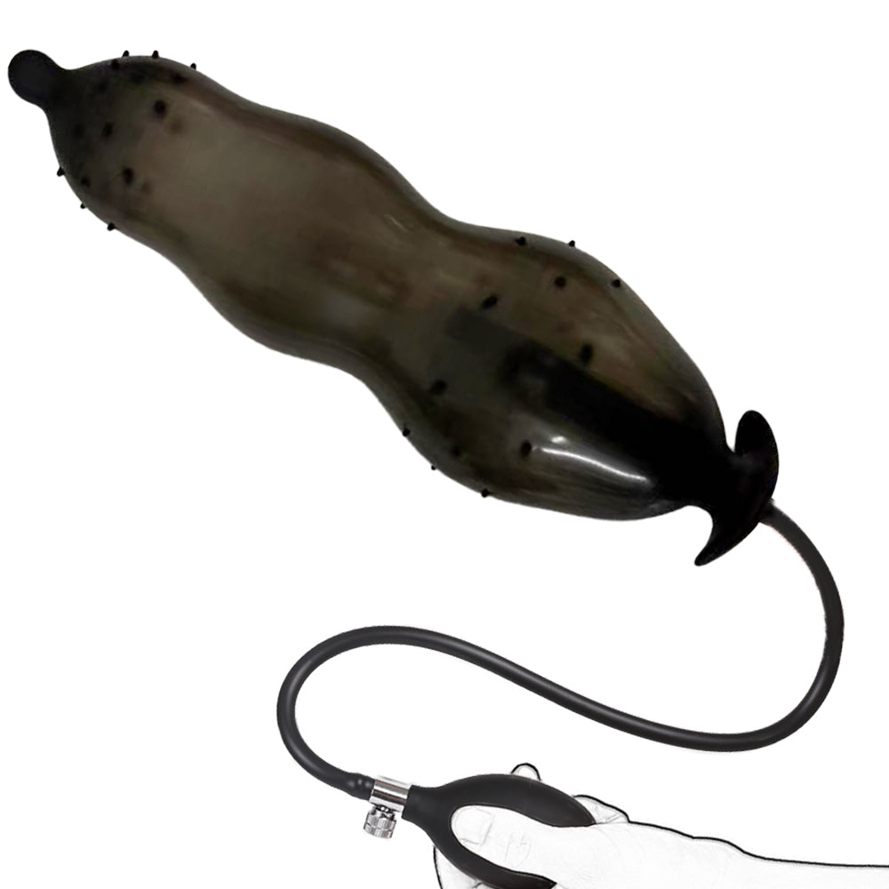 Inflatable Anal Plug Negro con Relieves