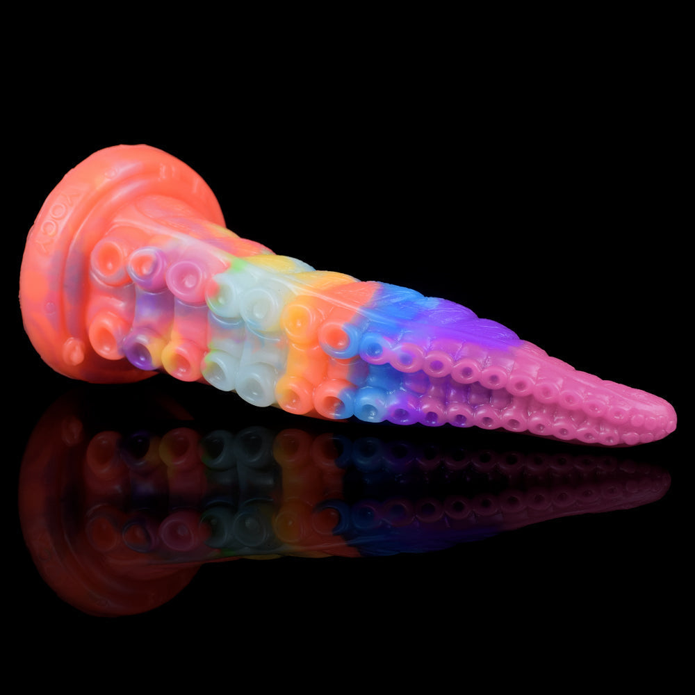Dildo de Tentáculo de Pulpo Arcoíris Fosforescente