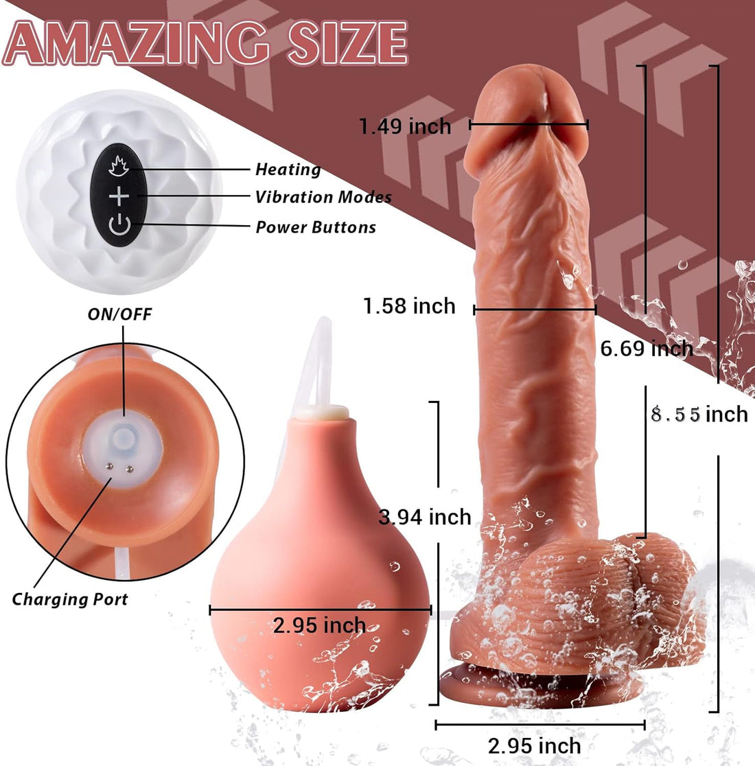 Consolador Eyaculador Realista Vibrador Automatico 20,3 cm
