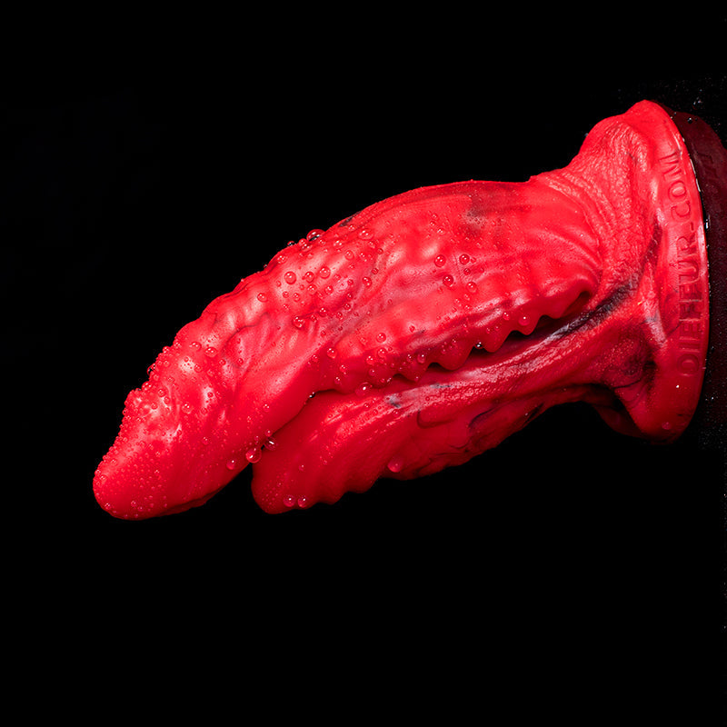 Monster Dildo Rojo Dientes Doble Penetración