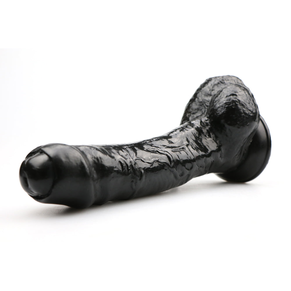 Dildo Anal Realista Negro Curvado con Prepucio 21 cm