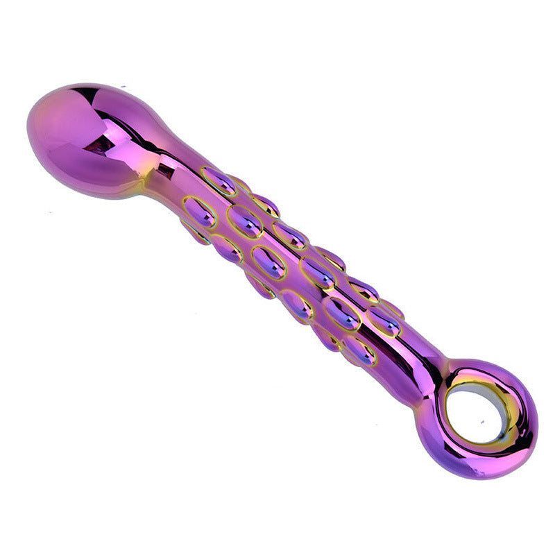 Glass Dildo Anal Morado Texturizado 17,8 cm
