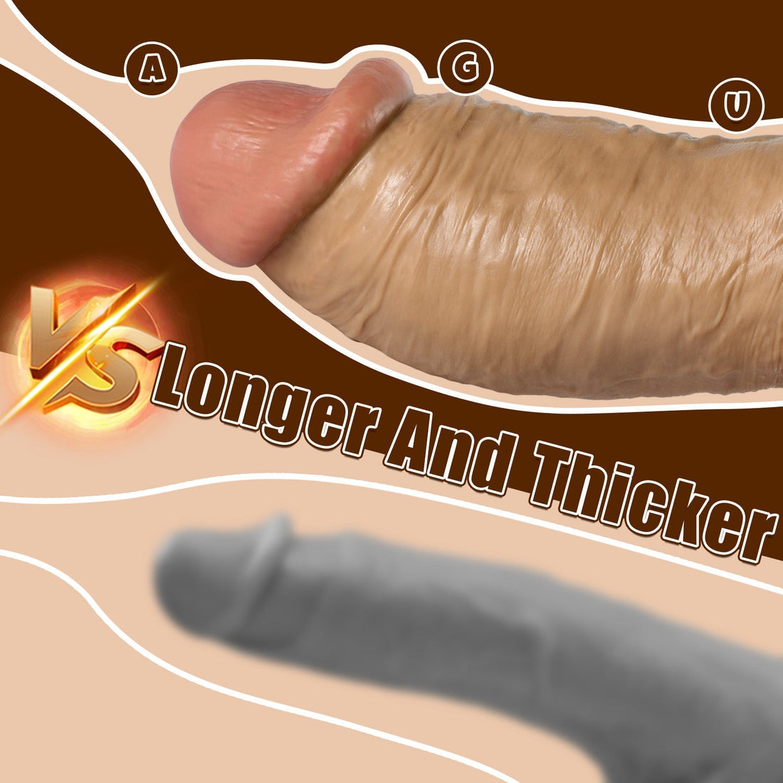 Dildo Realista Grueso Marrón Curvo 32 cm