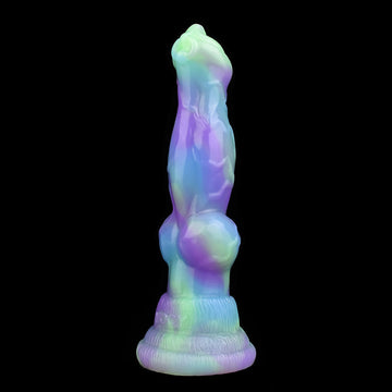 Dog Dildo Fosforescente con Nudo 17,8 cm
