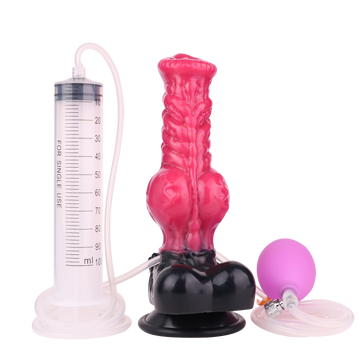 Dildo Eyaculador Rojo Inflable con Nudo 20,3 cm