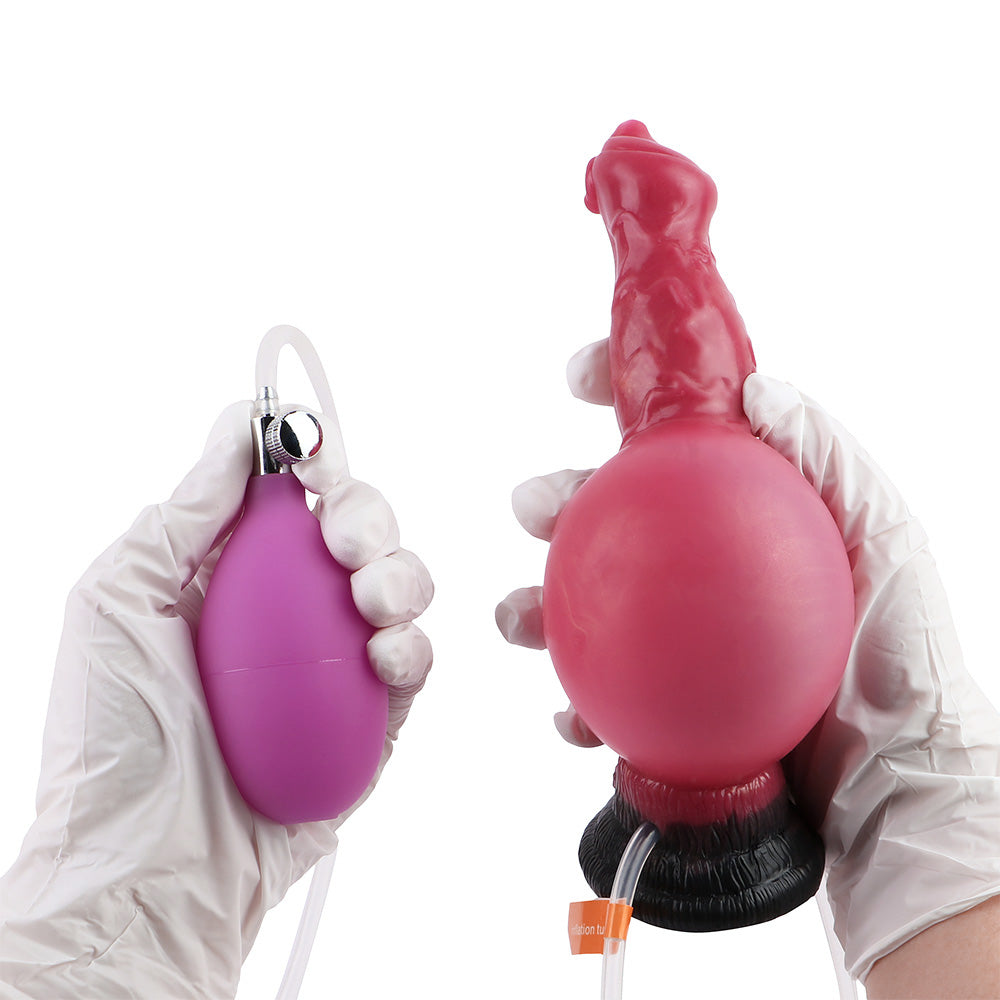 Dog Dildo Rojo Silicona Eyaculador Inflable 17,8 cm