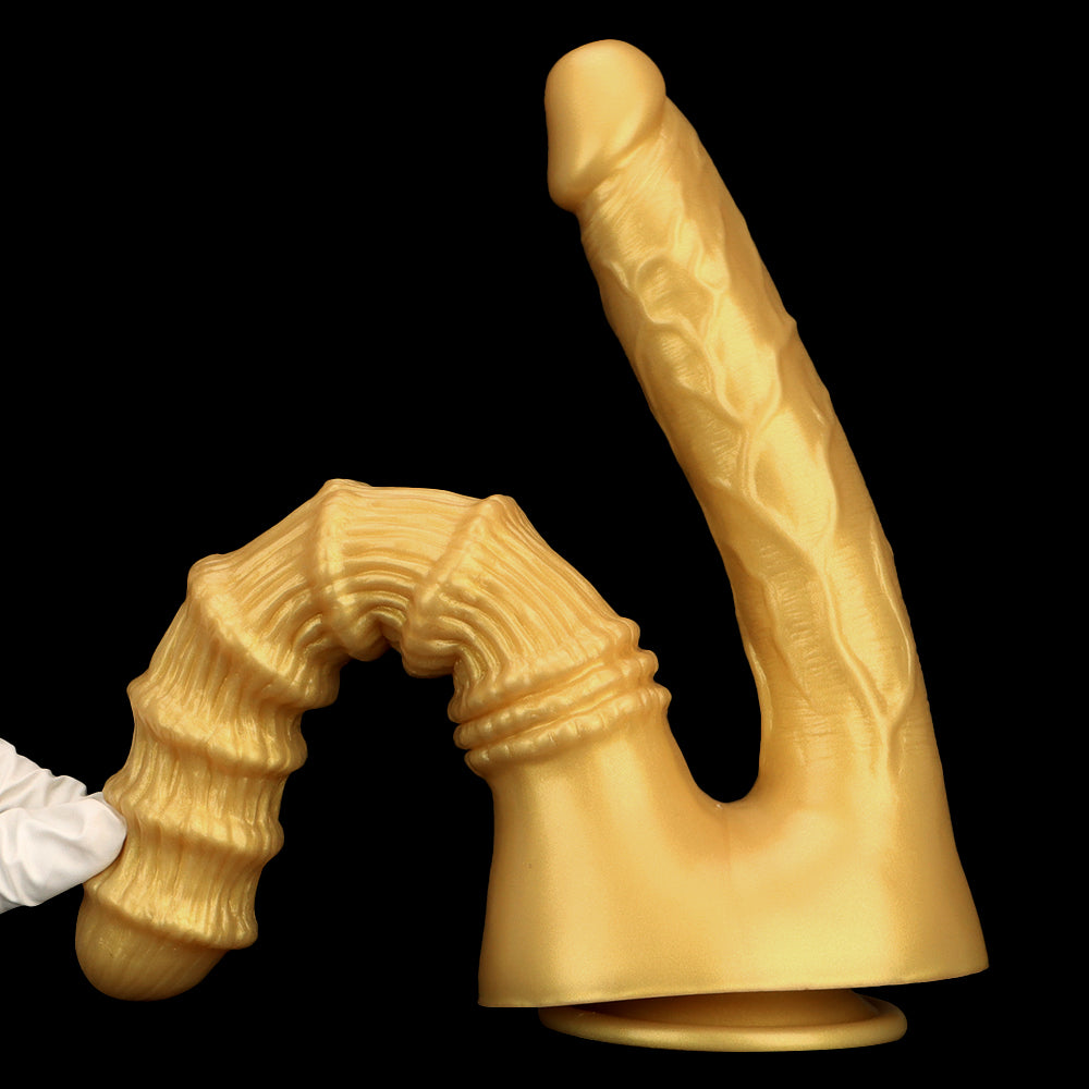 Dildo Silicona Dorada Doble Penetración para Mujer