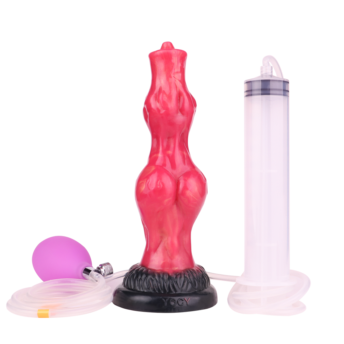 Dildo Eyaculador Inflable Rojo con Doble Nudo 20,3 cm