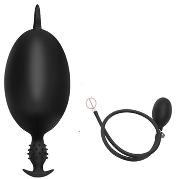 Plug Anal Inflable Negro Delgado con Texturas
