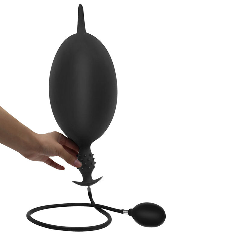 Plug Anal Inflable Negro Delgado con Texturas