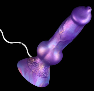 Dog Dildo Morado Silicona Nudo Eyaculador