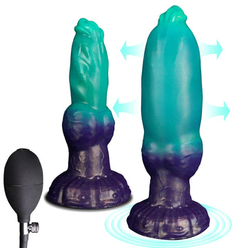 Dog Dildo Verde Fantasía Inflable con Nudo