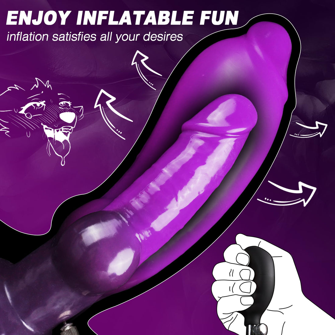 Butt Plug Inflable Morado con Nudo 17,8 cm